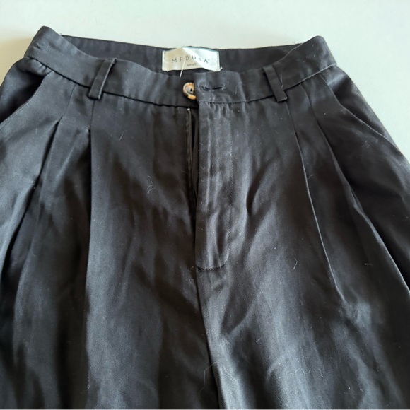 MED USA S Pants, Black pleated front pockets each side, high waist, wide leg NWT - Picture 5 of 5
